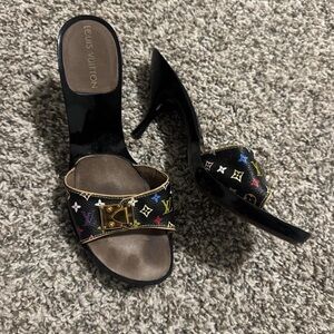 Louis Vuitton Black and Multicolor Heels